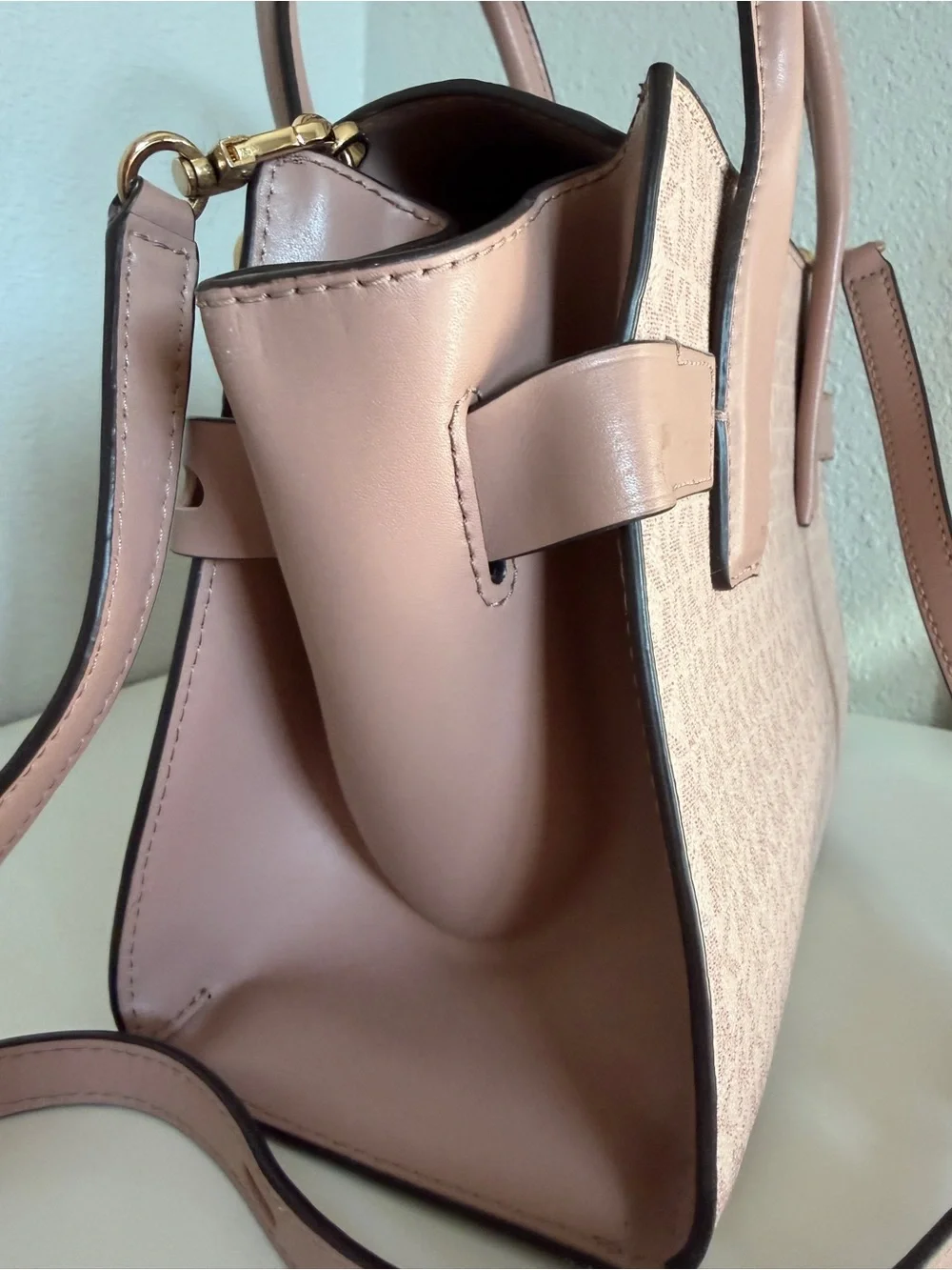 Michael Kors Blush Pink Satchel with Gold Chain Accent